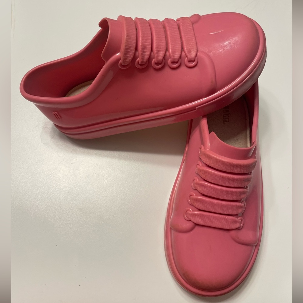 Mini Melissa Girls Size 12 slip-on low top plastic sneakers.